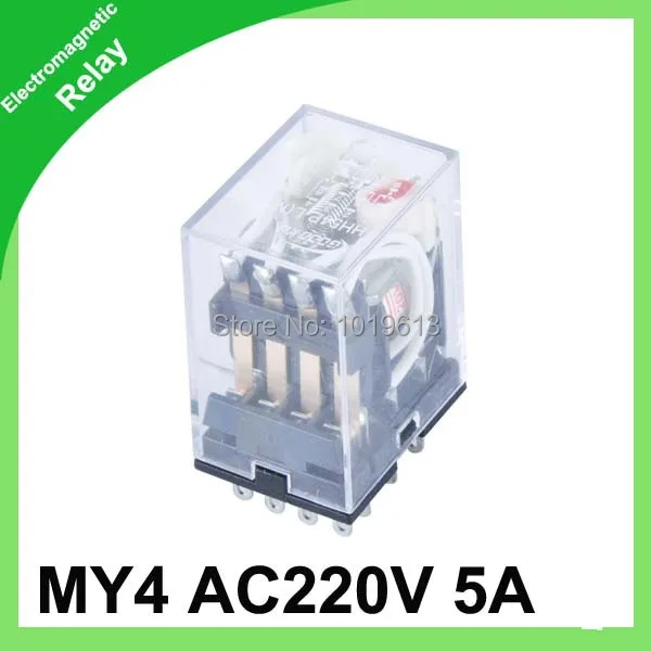 

20pc/lot MY4 ac miniature electric relay General Purpose Relay,4pdt,14pins 220V