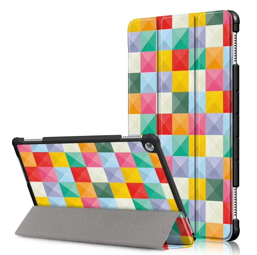 Для huawei MediaPad M5 lite 10 BAH2-W19/L09 10,1 ''универсальный чехол для huawei M5 Lite 10 Smart печати Флип кожаный подставка Funda+ стилус - Цвет: Оранжевый