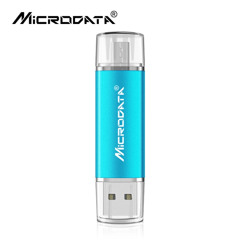 light blue 2 в 1 OTG usb 2,0 ручка-накопитель из алюминиевого сплава 4 ГБ 8 ГБ 16 ГБ флеш-накопители Флешка 32 Гб карта памяти 64 Гб OTG usb для телефона планшета - Цвет: light blue