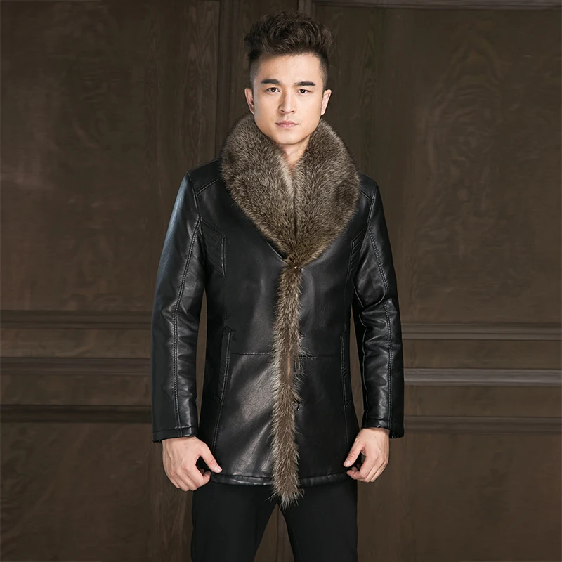 2019 мужская кожаная куртка из искусственной овчины дубленка толстая зимняя