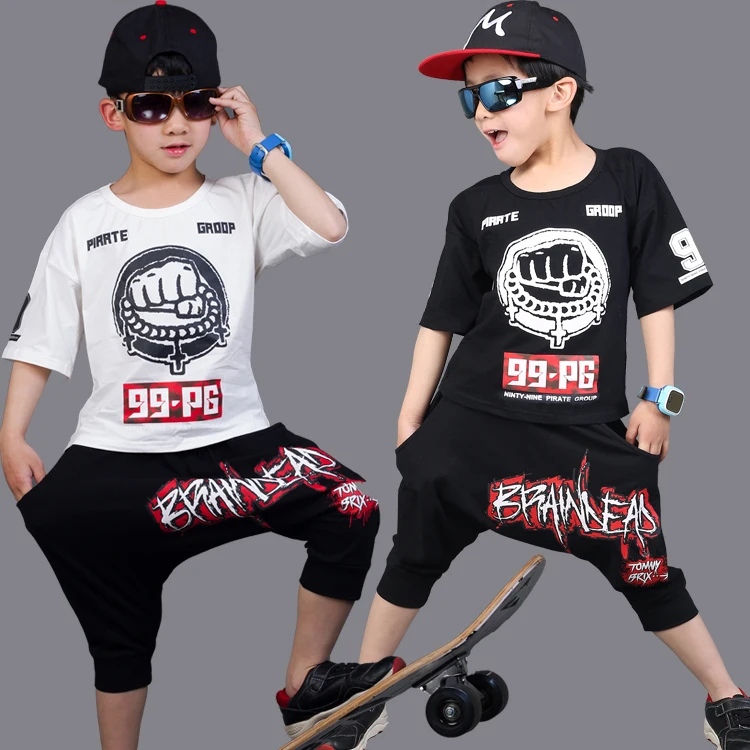 Dance Costume Suit Kids Set Girls Clothing New Summer Boys Sets Clothes 2Pcs Pullover T-Shirt+Harem Pants Children | Детская одежда и
