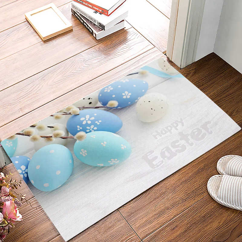 Пасхальные счастливый яйцо керамика с древесной текстурой коврики для вход путь