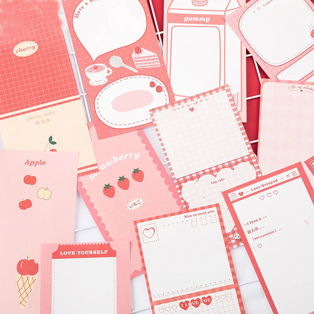 24 листа клубничный узор Липкие заметки милый блокнот для заметок скрапбукинг