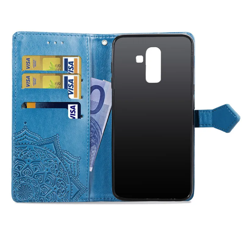 Чехол-книжка для Samsung J8 Plus роскошная задняя крышка из искусственной кожи чехол