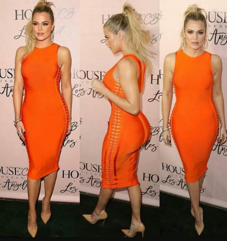 Лидер продаж Для женщин Роскошные пикантные оранжевый по колено Бандажное