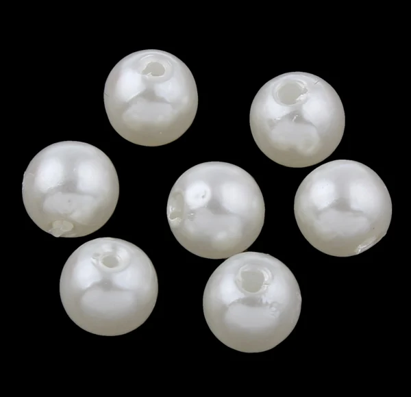 ABS пластиковые бусины с OPP мешком круглые имитация жемчуга белый 6x6 мм 100x170