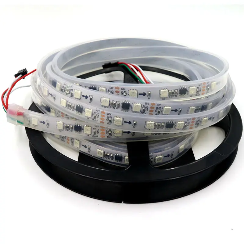

5M/Roll 16.5ft DC 12V WS2811 5050 SMD RGB LED Strip Addressable 48LEDs/m 16Pixels/m Flexible TV Tape White PCB,Waterproof IP67