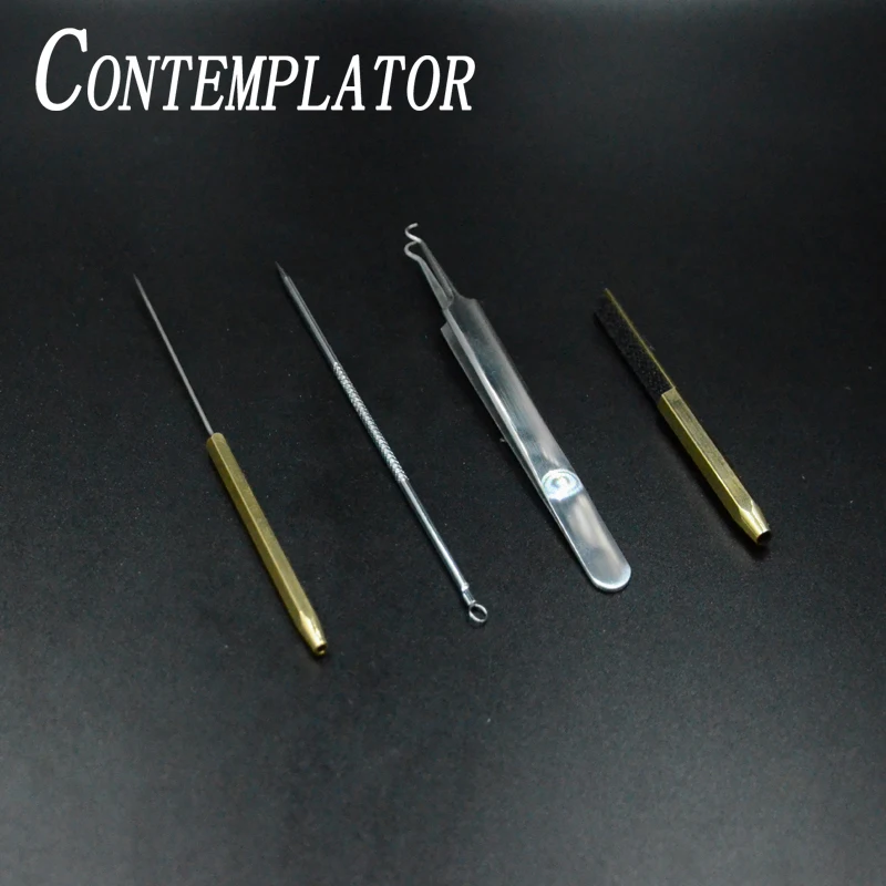 

Набор инструментов для вязания мушек CONTEMPLATOR, 4 шт., комбинированный Бодкин/игла/пинцет с крючком/плоский прибор для вязания мушек, перо, наборы из волокна