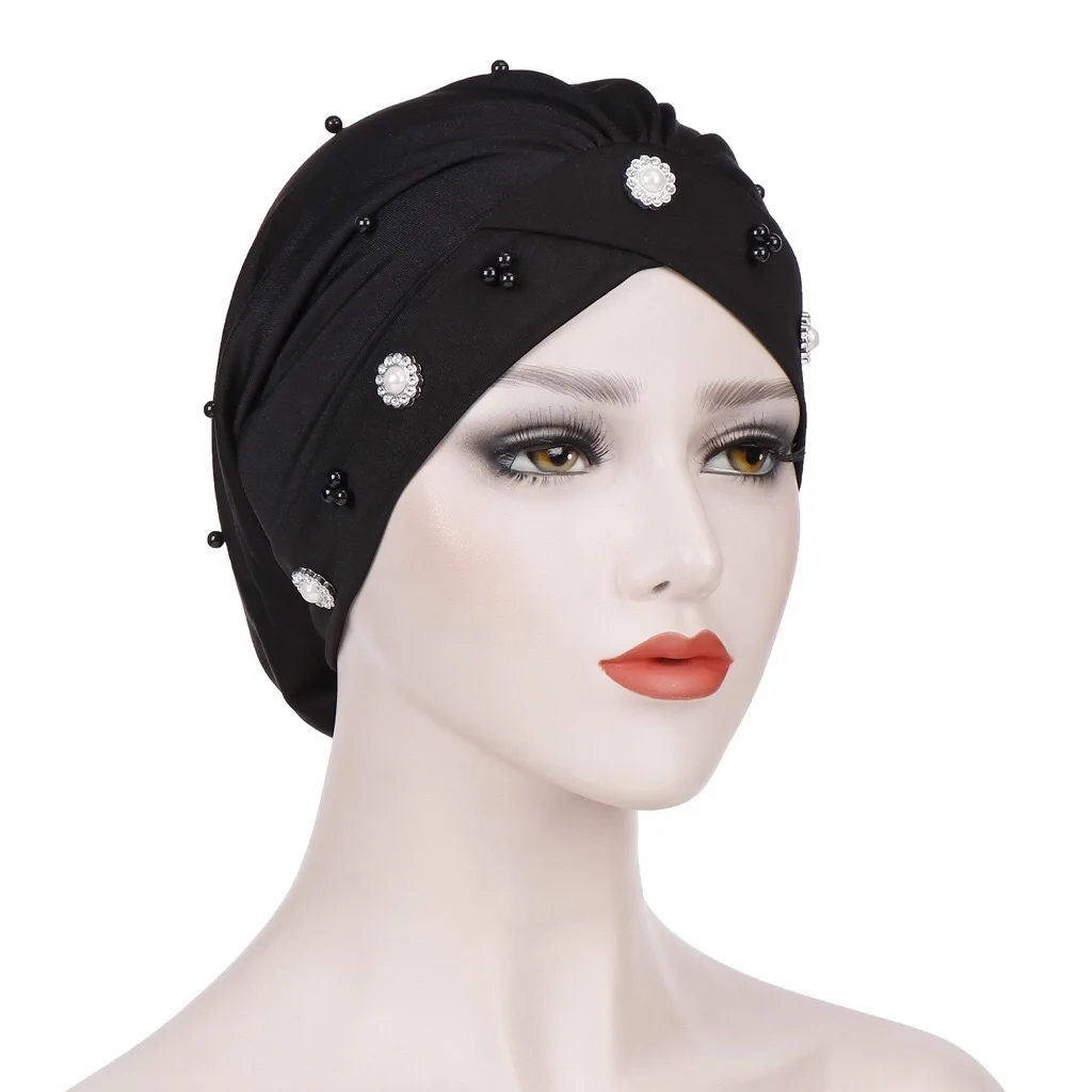 

Forehead Crossing Fold Small Daisy Nail Pearl Scarf Nightcap Muslim Cap Hijab Caps Turban Headscarf
