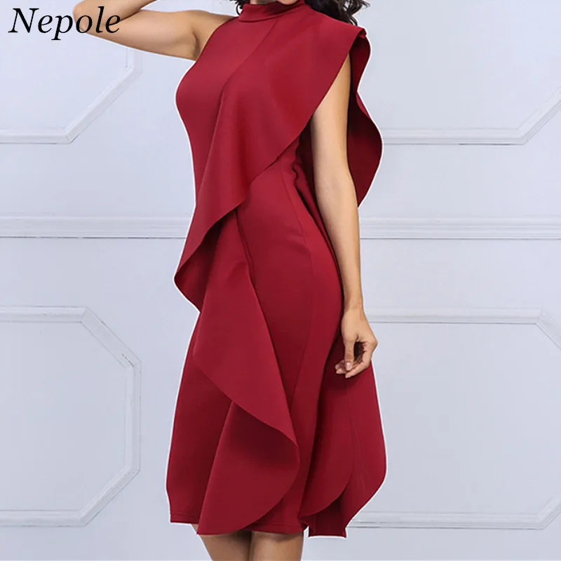 Neploe каскадные оборки оболочка подиума платье силод формальная Вечеринка Vestido 2019