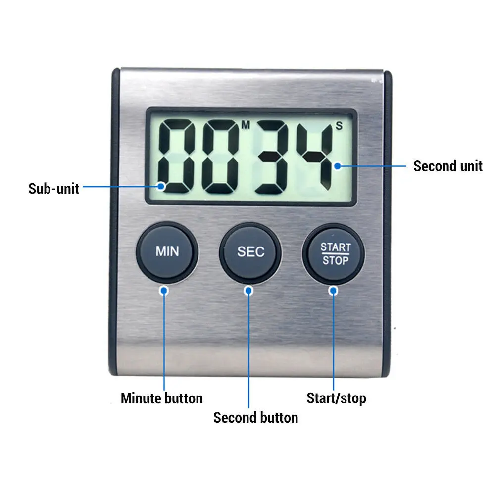 1 шт. кухонный таймер цифровой хронометр ЖК экран сигнализация с магнитом часы