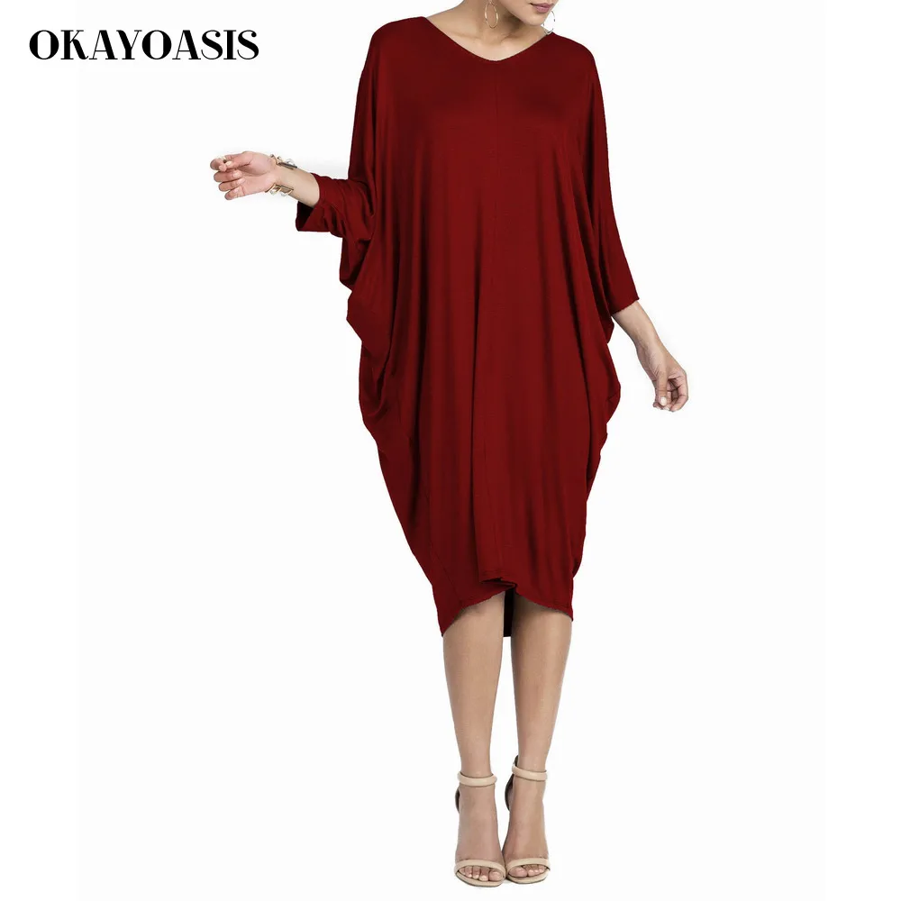 OKAYOASIS Plus 2017 S 3XL женские винтажные осенние свободные платья в стиле ретро с длинным