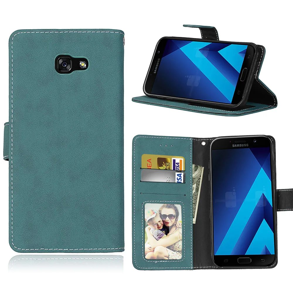Blue Для samsung Galaxy A7 чехол A720 чехол Роскошный флип из искусственной кожи Fundas для samsung A 7 чехол A 720 Coque 5,7 ''чехол для телефона s - Цвет: Blue