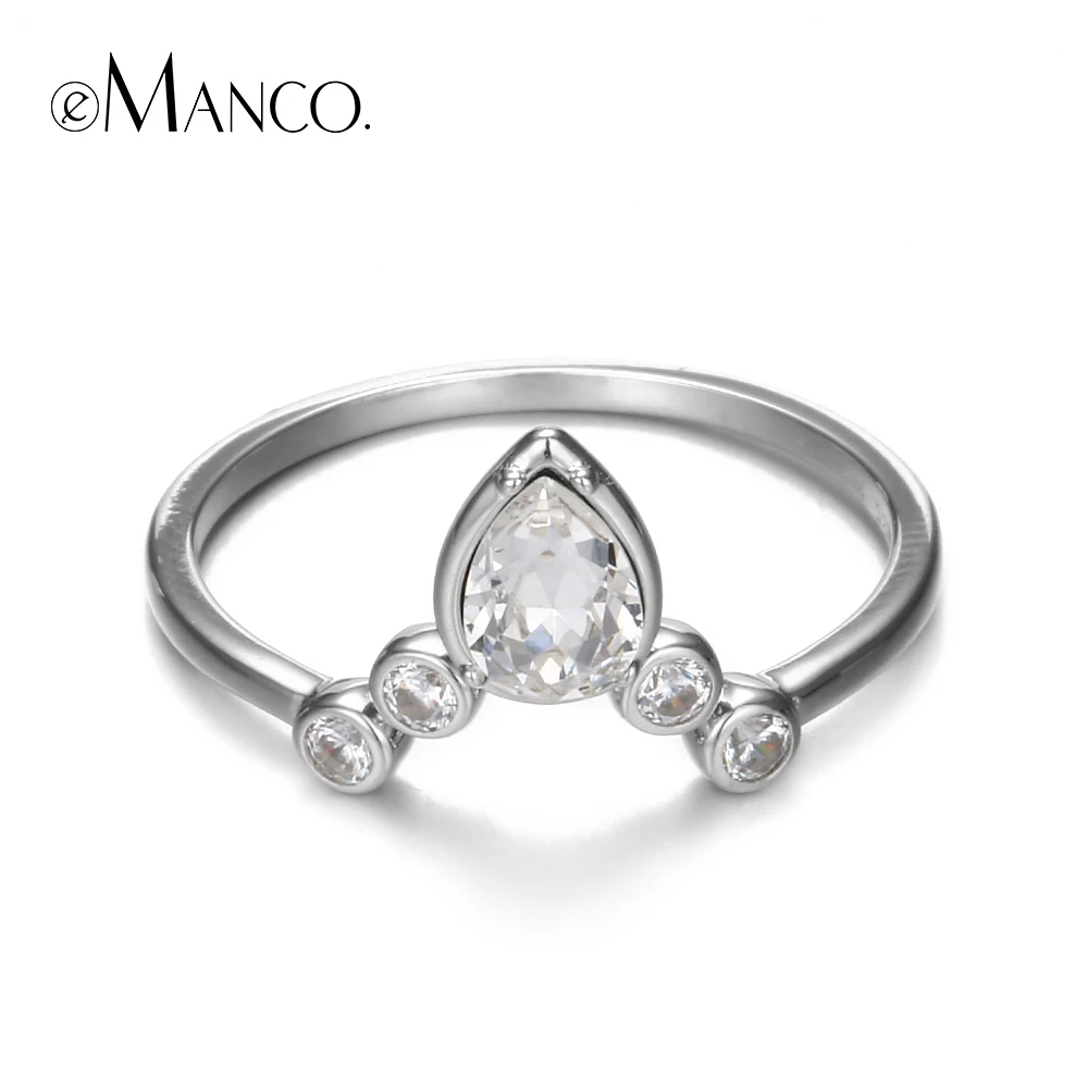 e-Manco 925 Sterling Silver Rings Simple Crown For Women Luxury Cubic Zircon Diamond Ring Fine Jewelry | Украшения и аксессуары