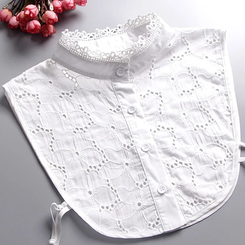 Блузка женская кружевная белая со съемным воротником|blouse white|winter blousesembroidery shirt |