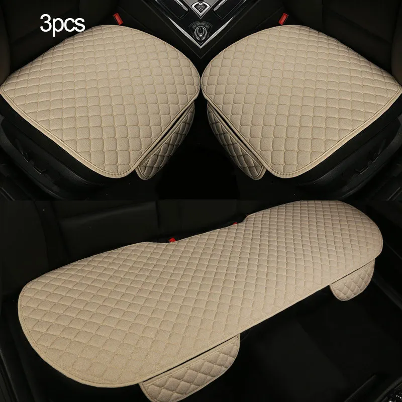 All Beige Set Чехлы для автомобильных сидений Универсальный чехол для автомобильных сидений Подушка четыре сезона интерьерные автомобильные чехлы для стульев льняные чехлы для сидений Ковровые Коврики наборы - Название цвета: All Beige Set