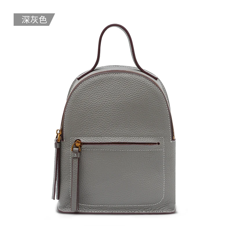 Dark Gray Bostanten, модный рюкзак из натуральной кожи, женские сумки, рюкзак для девочек, школьные сумки на молнии, кожаный рюкзак - Цвет: Dark Gray