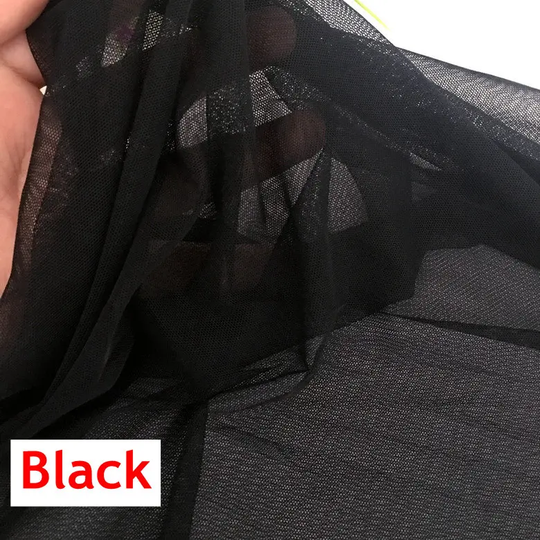 Black Мягкая сетка 1 м/лот 8 цветов эластичная Сетка кружевная ткань свадебное платье вуаль DIY ткань Прозрачное платье H016 - Цвет: Black