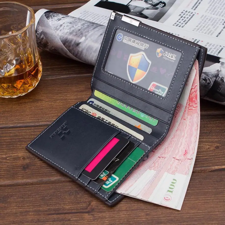 Модный мужской маленький кошелек белый многополярный бизнес кожаный держатель