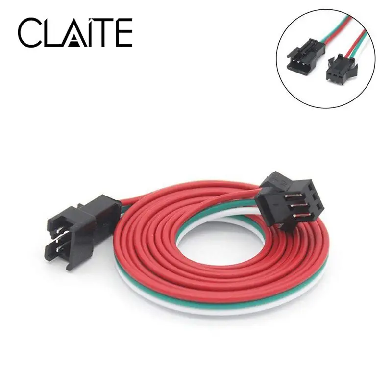 

CLAITE 0.5M 1M 2M 3 Pin JST Male Female Cable WireConnector for WS2812B WS2811 SK6812 LED Strip Light