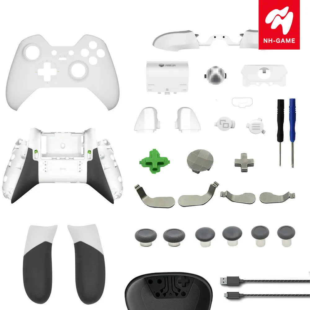 Fell Set White Shell Для xbox ONE Elite контроллер корпус оболочка задняя крышка чехол LB RB Бампер Кнопка прорезиненные ручки сменный джойстик белый - Цвет: Fell Set White Shell