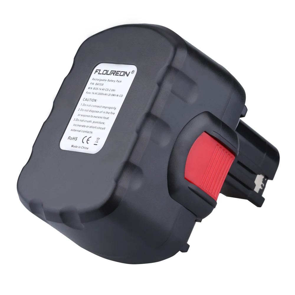 Аккумуляторная батарея FLOUREON 14,4 V 2000mAh для 2607 335 711 GSR 14,4 V Bosch PSR 14,4 Bosch PSR 14,4-2 BOSCH BAT038 BAT040 Ni-CD