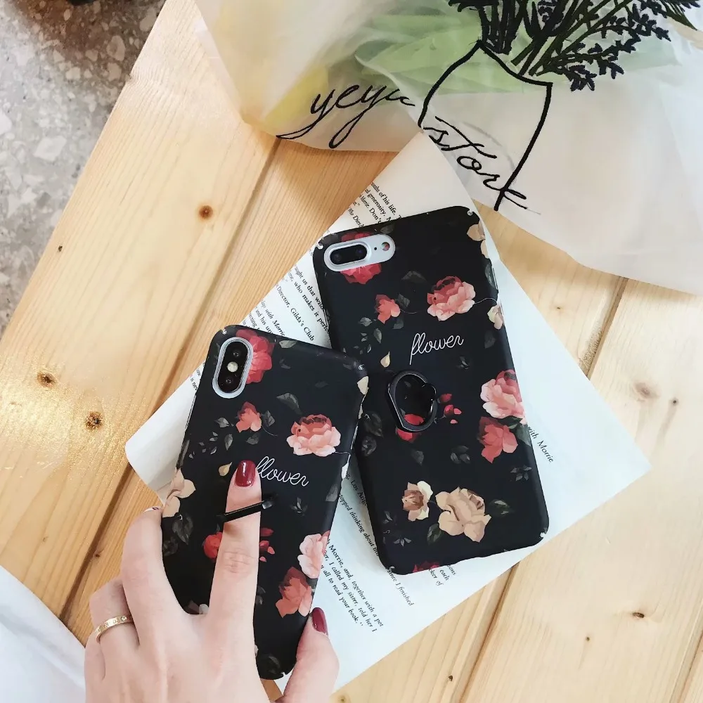 Для IphoneXR/78 P Новая мода Винтаж Literar Классический Розы Кольцо Кронштейн Kickstand PC