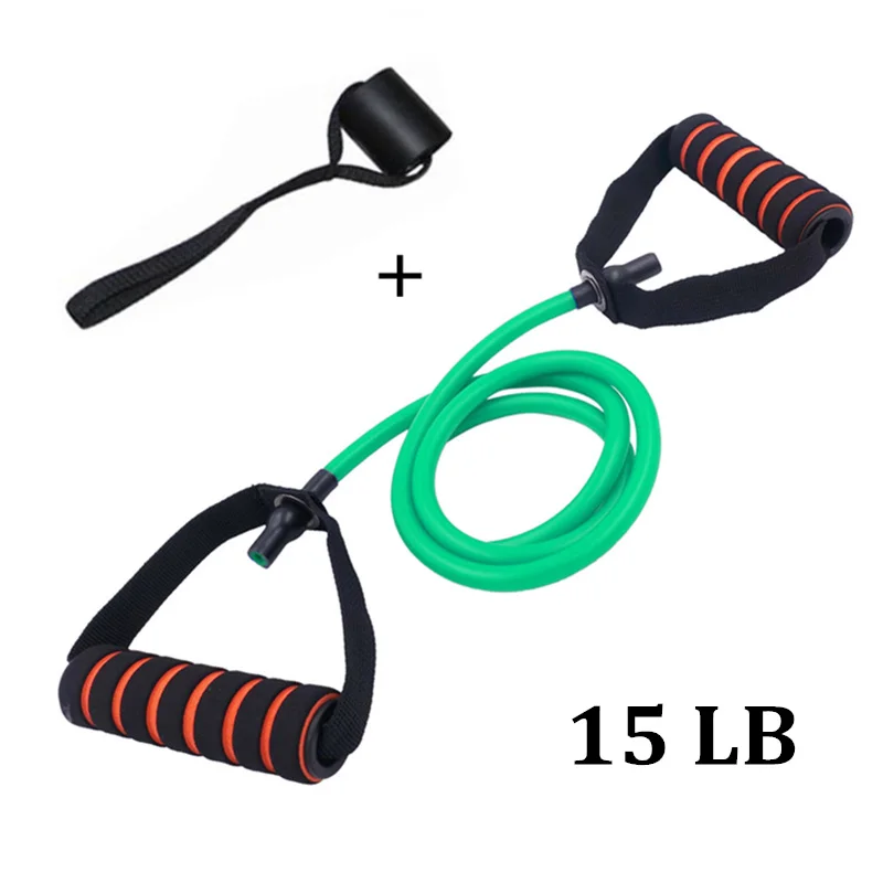 with Door Anchor Эластичные резинки 120 см, трубка с поролоновыми ручками для упражнений, фитнеса, пилатеса, силовых тренировок, оборудования для дома, спортзала, тренировок - Цвет: with Door Anchor