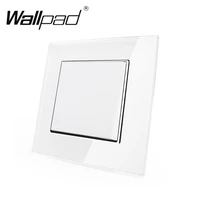 1 gang 2 way eu hook switch wallpad 110 250v white crystal glass schuko european standard double control switch with claws