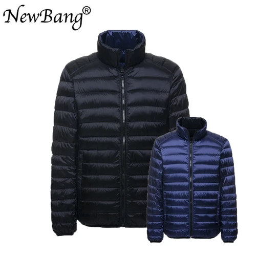 NewBang Plus 4XL пуховик мужской ультра легкий пуховик Осенняя Двусторонняя пуховая Двусторонняя парка с сумкой для переноски - Цвет: Black and Navy