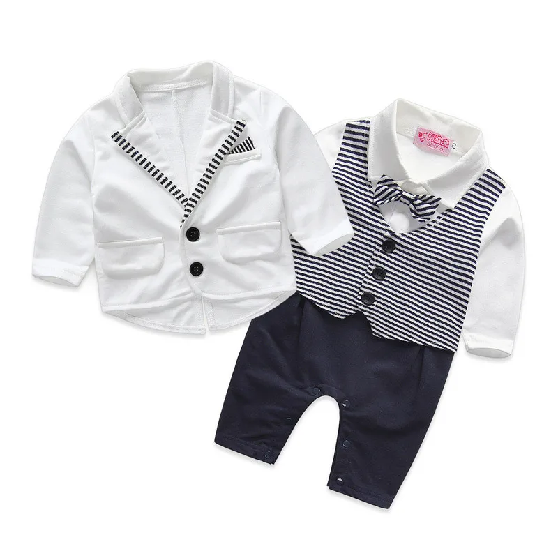 PureMilk newborn clothing set bebes baby boy clothes rompers+ coat with tie |