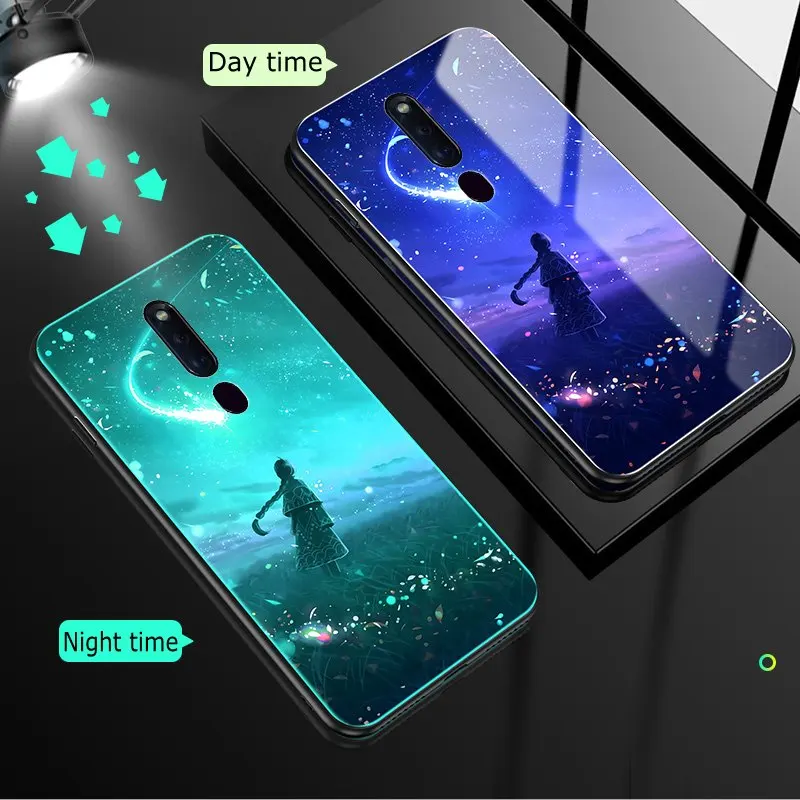 Meteor Чехол для OPPO Reno 2Z 10X Zoom 6,6 чехол из закаленного стекла светящийся противоударный мультяшный чехол для OPPO Realme Q 5 Pro R19 F11 Reno Z - Цвет: Meteor