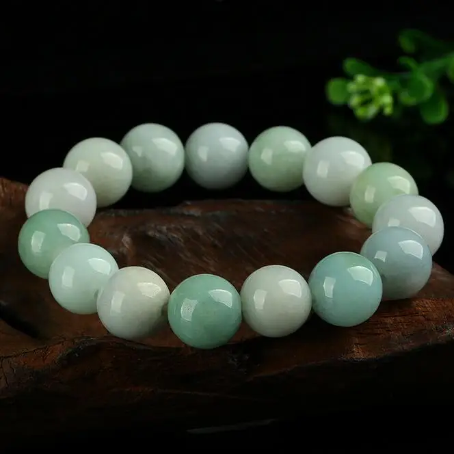 

Natural Myanmar Green Jade Bracelet 13MM beads Fashion Temperament Jewelry Gems Accessories Gifts Wholesale Bracelet Bangle