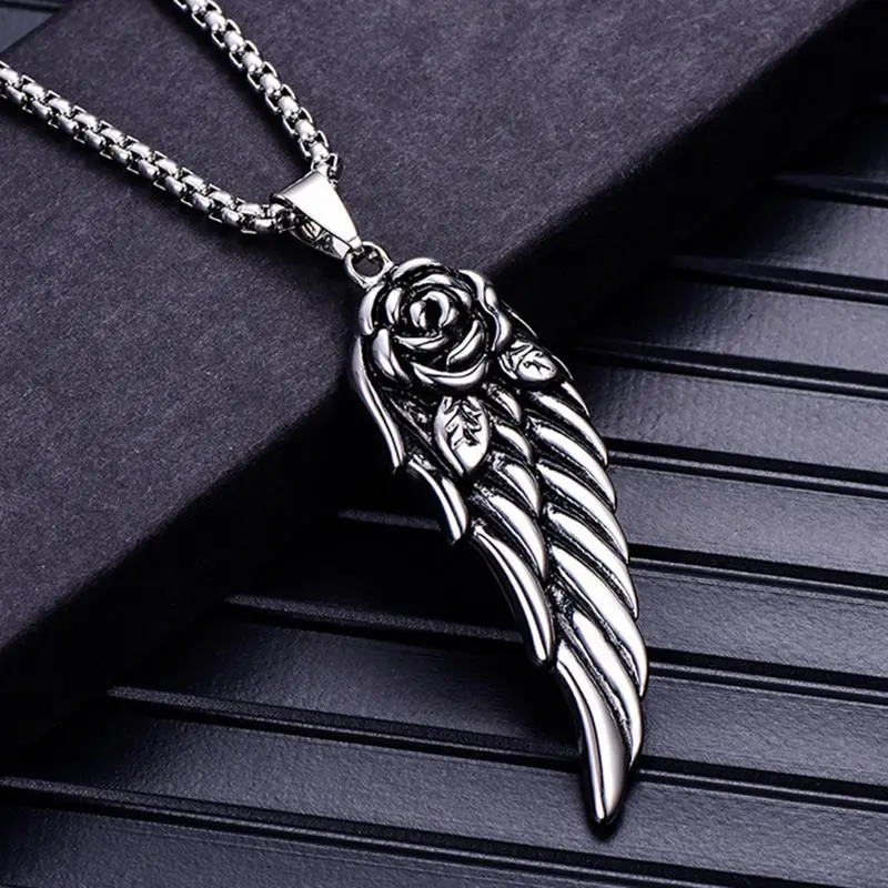 ZFVB винтажные Розовое Перо ювелирные ожерелья с кулоном из нержавеющей стали