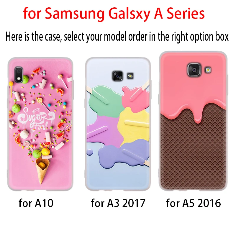 Case For Samsung A32 A52 A72 A12 A42 5g A21S A50 A51 A3 A5 A6 A7 A8 Plus 2018 2017 Cover Melt Ice cream Fancy Rainbow Swirl | Мобильные