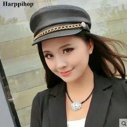 2017 Натуральная Кожаная шапка с мехом из овчины Модная студенческая натуральной