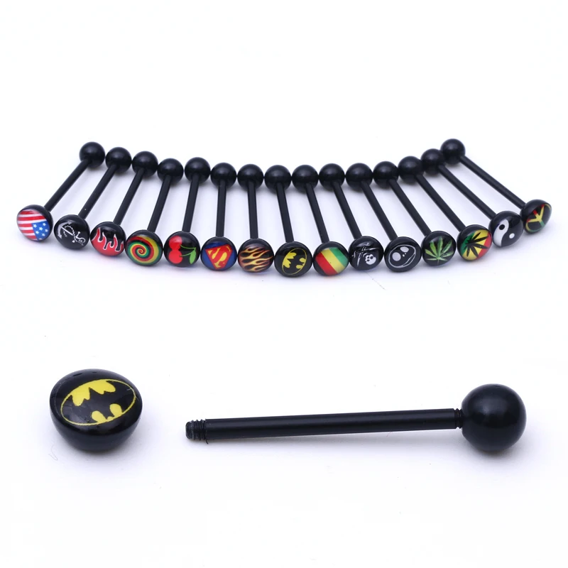 Черное мягкое кольцо с логотипом и языком светящееся акриловое для сосков