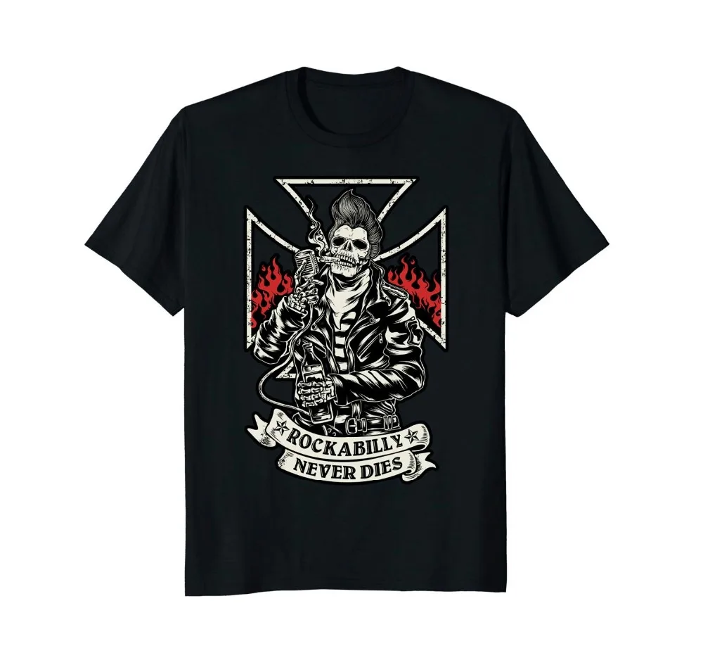 Футболка рокабилли Never Dies-Hipster подарок для коптильни 2019 брендовые топы уличная