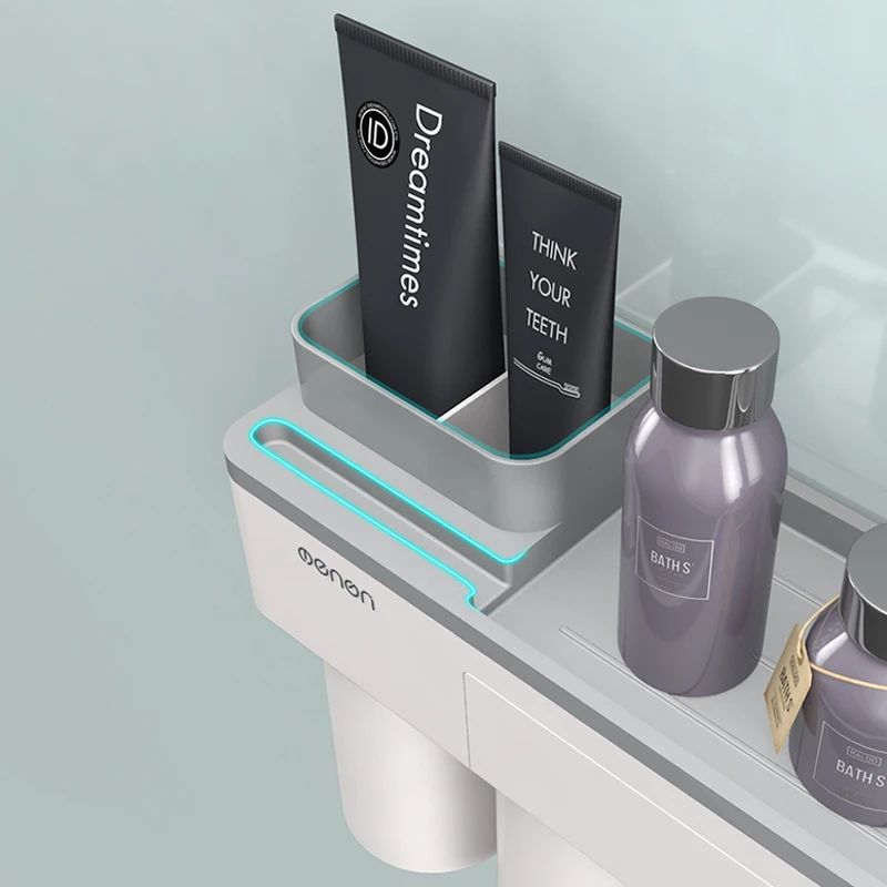 

Wall Mounted Toothbrush Holder Adsorption Inverted Gargle Cup Bathroom Makeup Phone Cleanser Toothpaste Storage Rack Accessories