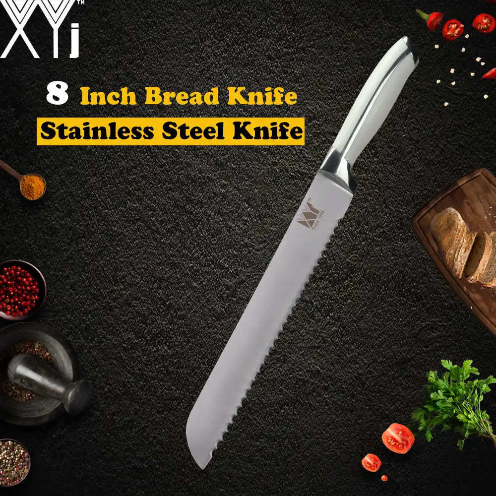 8 inch Bread Knife XYj кухонный нож из нержавеющей стали 3,5 5 7 8 дюймов 7cr17 лезвие из нержавеющей стали пластиковая ручка для мяса, рыбы, фруктов аксессуары для приготовления пищи - Цвет: 8 inch Bread Knife