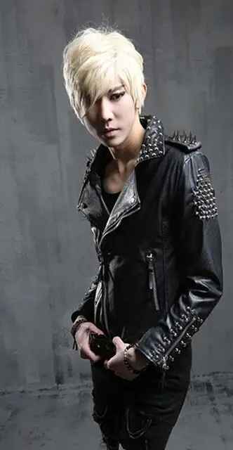 Мужской кожаный облегающий модный новый костюм певицы в стиле рок панк