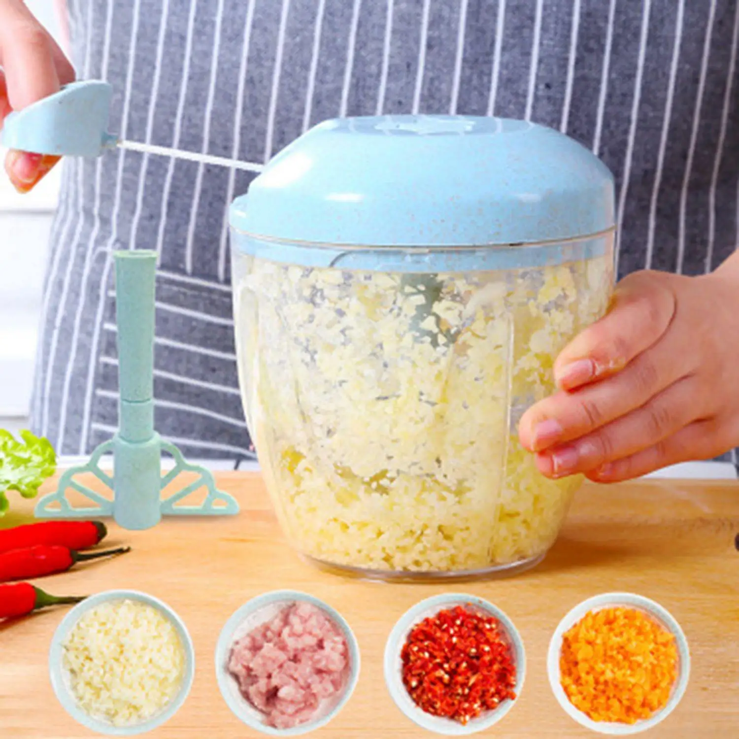 Blue Экологически чистый пшеничный стебель резаки Чеснок Пресс Мясорубка Кухонные гаджеты ручные чопперы - Цвет: Blue