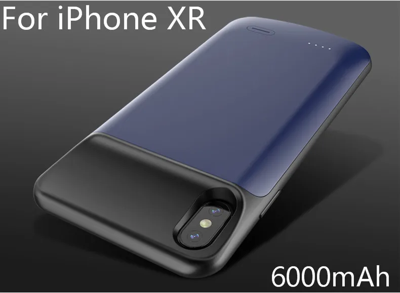 6000 мАч чехол для iPhone XS Max Силиконовый противоударный чехол для зарядного устройства для iPhone XR X XS Внешний чехол для банка питания - Цвет: XR-Blue