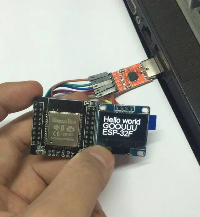 ESP32F suite ESP-32F module + плата адаптера ESP32 модуль CP2102 OLED 0 96 дюйма желто-синий 20 см Dupont line