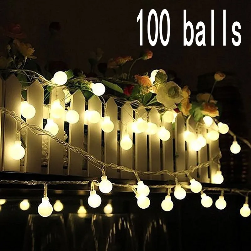 10 м 100 Led Вишневый шар сказочные декоративные световые гирлянды Свадебная вечеринка Рождество открытый патио гирлянды украшения
