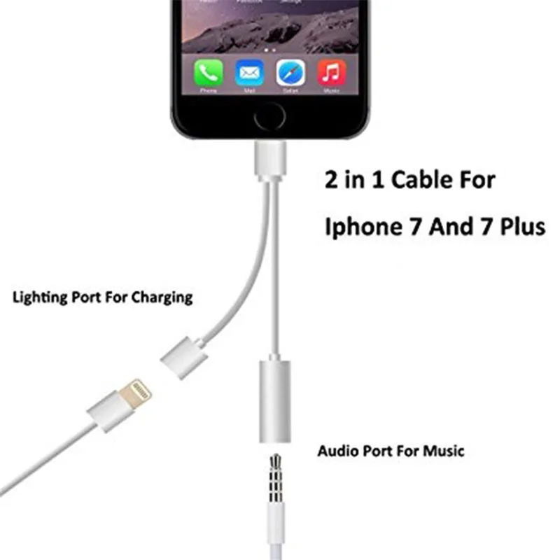 SanChow Беспроводной аудио адаптер для iPhone 7 2 в 1 Lightning Зарядное устройство и 3 5 мм Aux