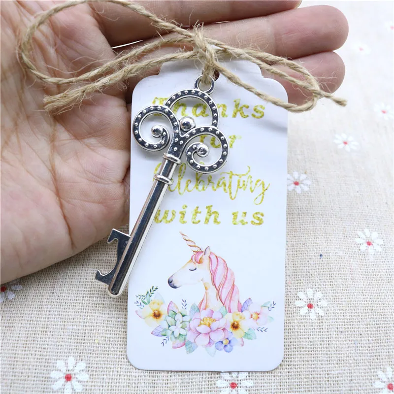Купить 50 шт./лот серебряный ключ открывалка для бутылок «сделай сам» Скелет открывалка для вина с эскорт-биркой карточка деревенская Свадебная веч...