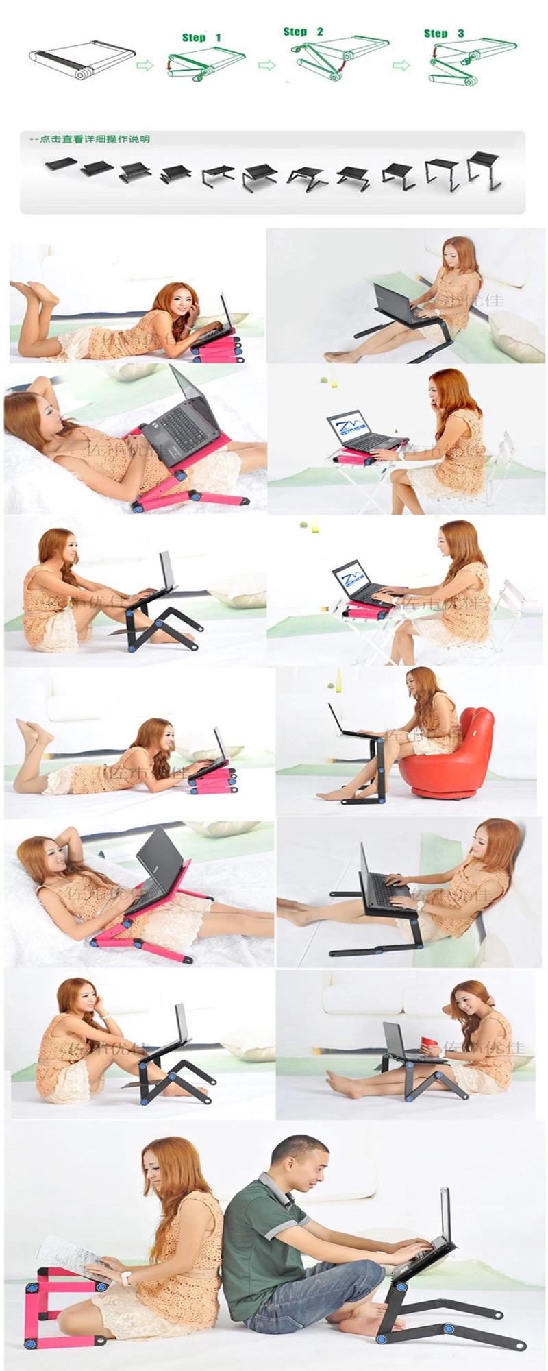 Портативный Регулируемый Алюминиевый эргономичный поднос для ноутбука, подставка для ноутбука, подставка для ноутбука с ковриком для мыши