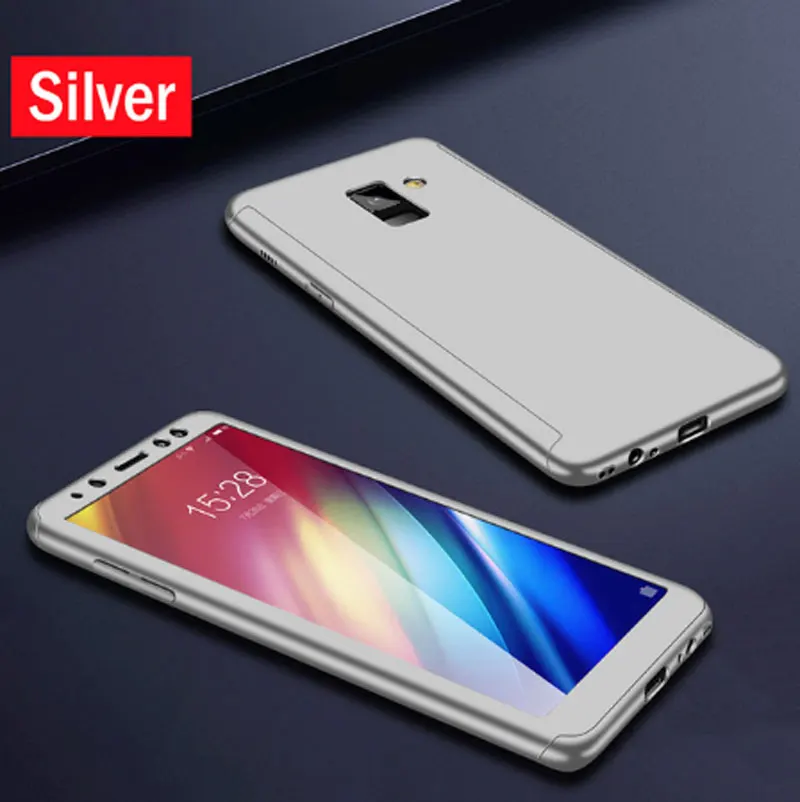 360 Полное покрытие чехол для телефона для samsung Galaxy A20E A30 A40 A50 A70 S10 плюс S10E J4 J6 A6 A8 плюс A7 A750 A9 Защитный чехол - Цвет: Серебристый