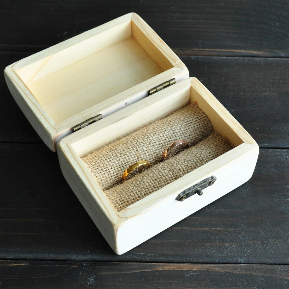 Коробка для свадебного Кольца На заказ рустикальная деревянная коробка кольца